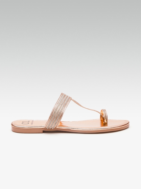 

Carlton London Women Rose Gold-Toned Embellished One Toe Flats