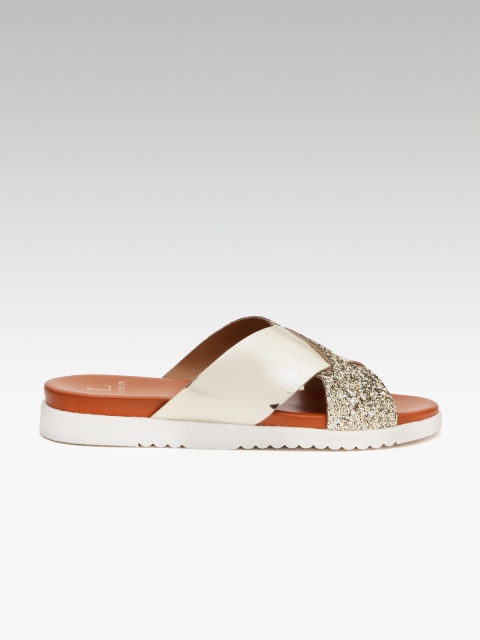

Carlton London Women Gold-Toned Embellished Open Toe Flats