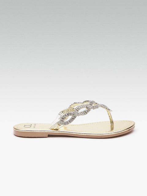 

Carlton London Women Silver-Toned & Gold-Toned Embellished Open Toe Flats