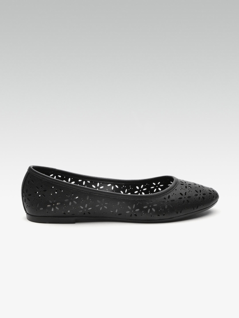 

Carlton London Women Black Solid Ballerinas with Laser Cuts Detail