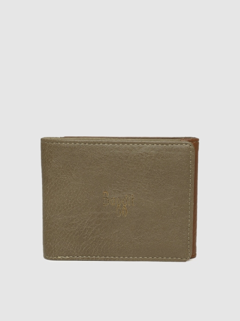 

Baggit Men Grey & Olive Brown Colourblocked Three Fold Wallet