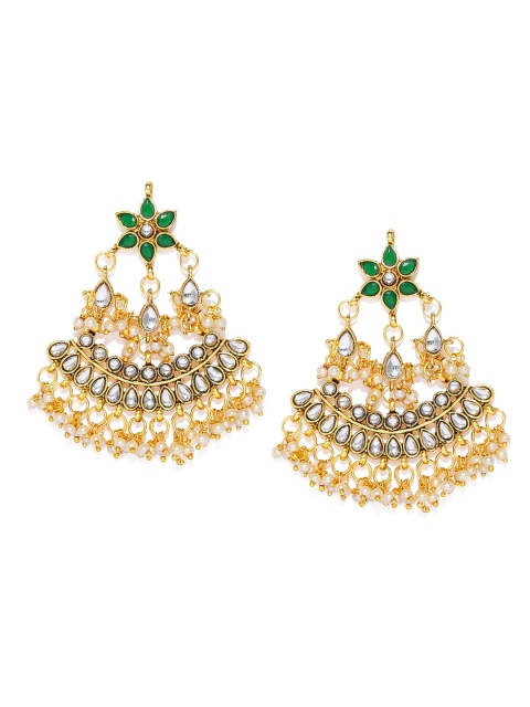 

Sukkhi Green & Gold-Plated Contemporary Chandbalis
