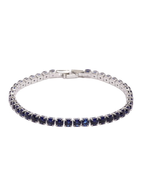

Sukkhi Women Blue Rhodium-Plated Crystal Studded Link Bracelet