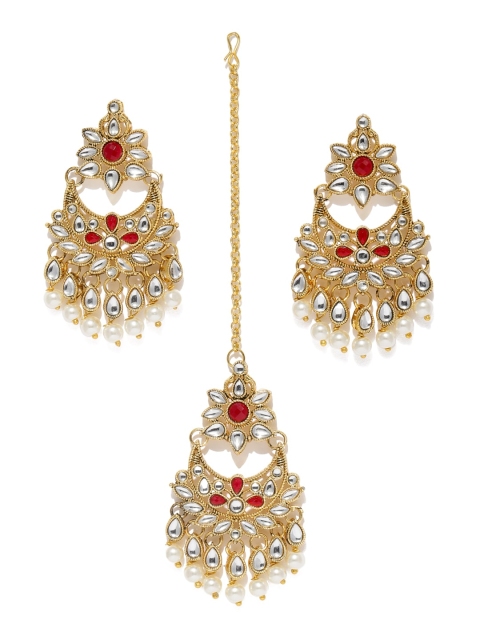 

Sukkhi Maroon & Gold Plated Maangtikka and Earring Set