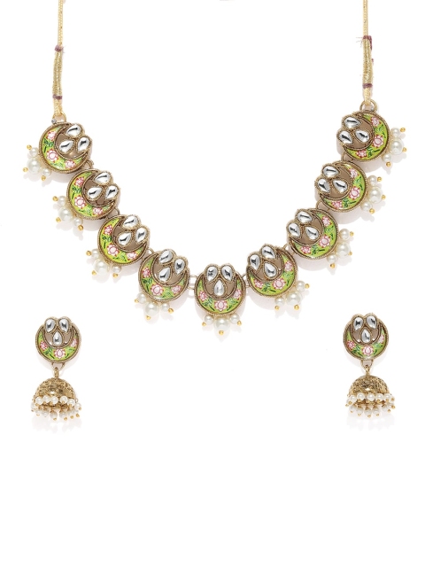 

Sukkhi Green & Gold Plated Enamelled Jewellery Set