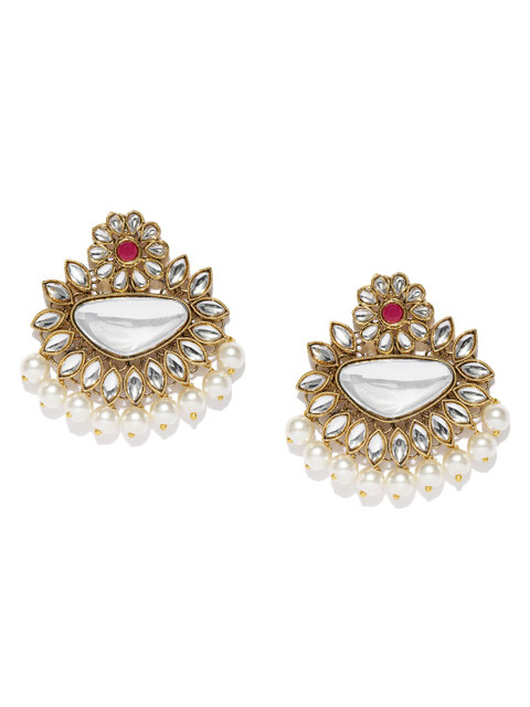 

Sukkhi Gold-Plated & White Contemporary Drop Earrings