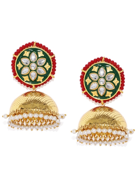 

Sukkhi Green & Gold-Plated Dome Shaped Jhumkas