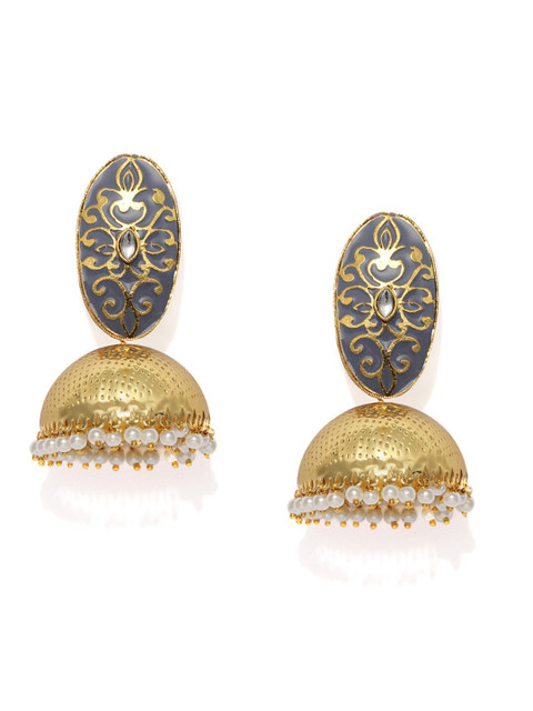 

Sukkhi Gold-Plated & Purple Dome Shaped Jhumkas