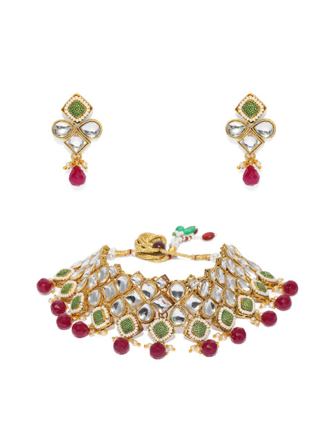 

Sukkhi Maroon & Gold Plated Jewellery Set