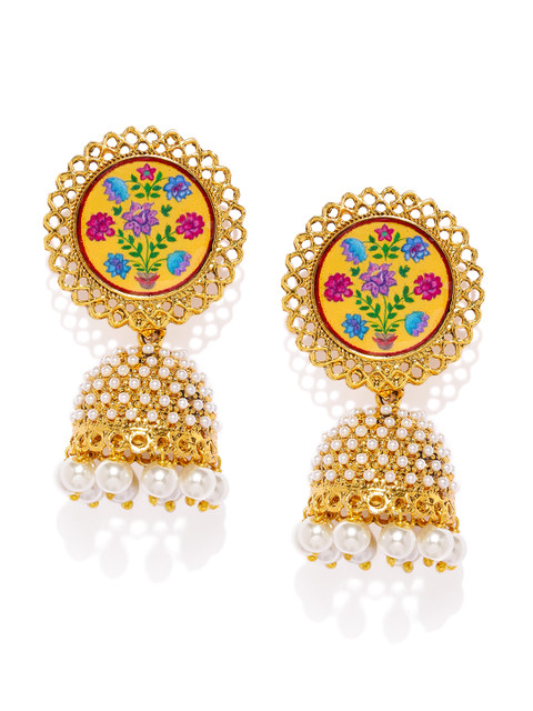 

Sukkhi Yellow Gold-Plated Dome Shaped Jhumkas