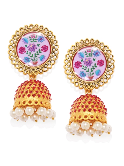

Sukkhi Gold-Toned & Maroon Jhumkas