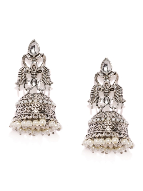 

Sukkhi Silver-Toned Oxidised Jhumkas