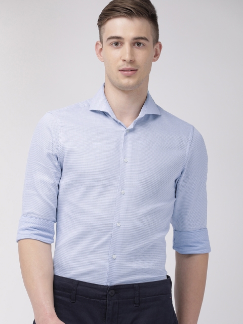 

Tommy Hilfiger Men Blue Tailored Slim Fit Self Design Smart Casual Shirt