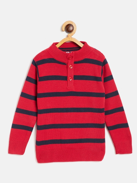 

GAME BEGINS Boys Red & Navy Blue Striped Sweater