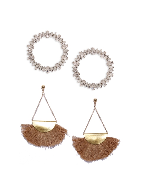 

Bellofox Women Set of 2 Silver-Toned & Rose Gold-Toned Earrings