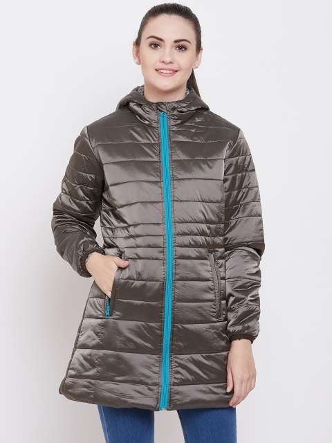 

Duke Women Taupe Solid Insulator Hooded Padded Jacket