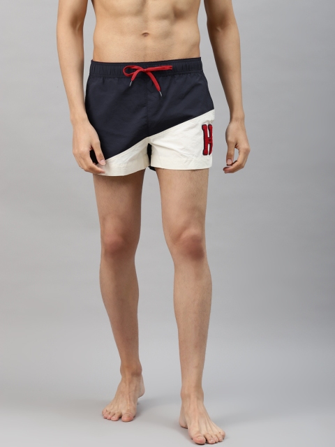 

Tommy Hilfiger Men Navy & White Colourblocked Swim Shorts, Navy blue
