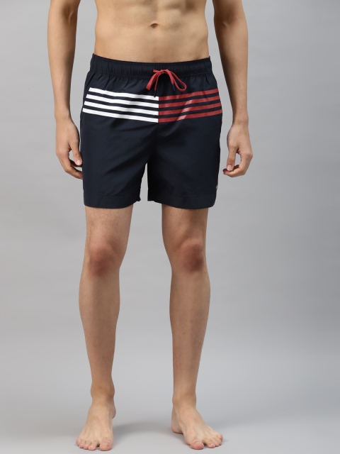 

Tommy Hilfiger Men Navy Blue & White Striped Lounge Shorts