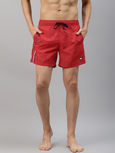 

Tommy Hilfiger Men Red Solid Swim Shorts