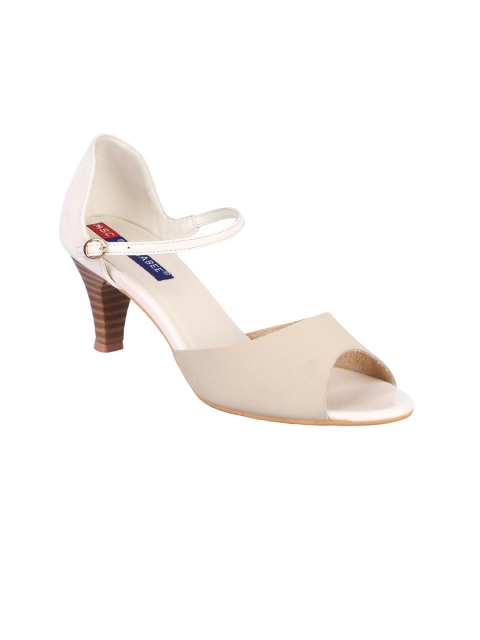 

MSC Women Cream-Coloured Solid Peep Toes