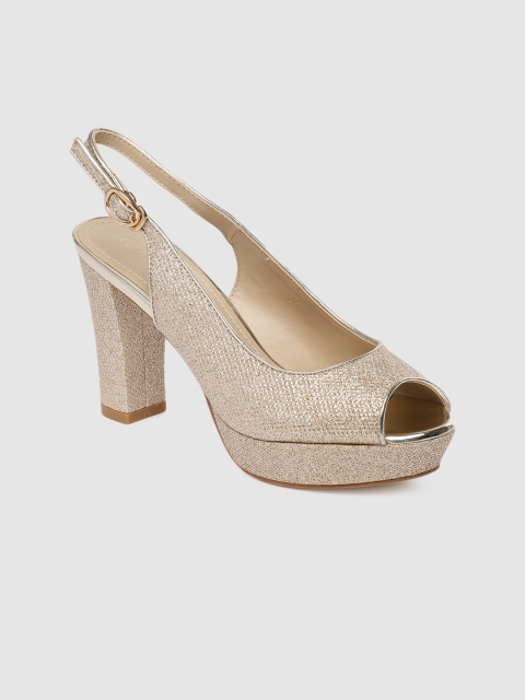 

CERIZ Women Gold-Toned Solid Sandals