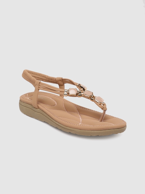 

CERIZ Women Nude-Coloured Solid Open Toe Flats