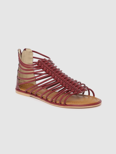 

CERIZ Women Burgundy Solid Gladiators
