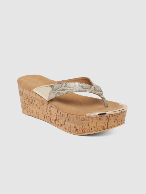 

CERIZ Women Gold-Toned Printed Wedges