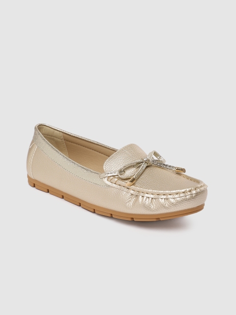 

CERIZ Women Gold-Toned Loafers