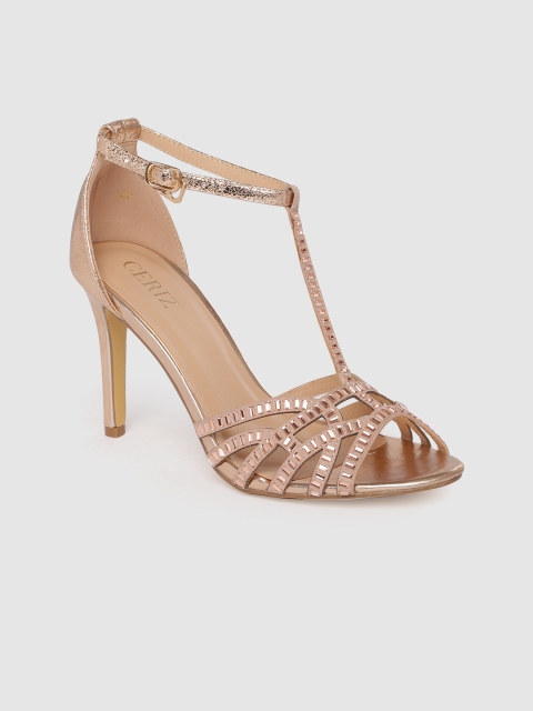 

CERIZ Women Champagne Solid Heel Sandals