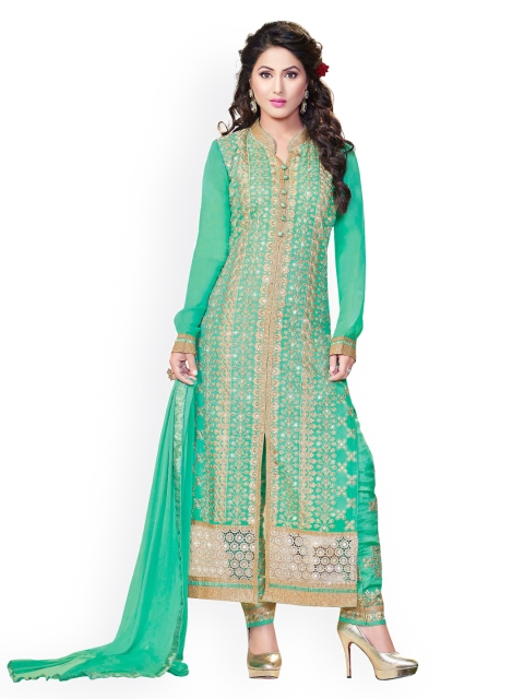 

Kvsfab Green Embroidered Unstitched Dress Material