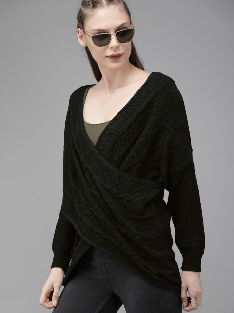 

Roadster Women Black Solid Acrylic Pullover Sweater