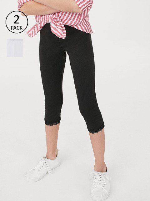 

H&M Girls Black & White 2-Pack 3/4-Length Sustainable Leggings