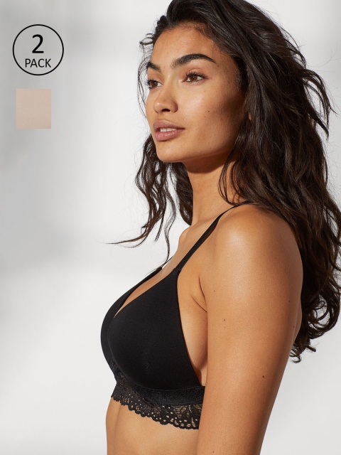

H&M Women Black & Nude 2-Pack Non-Wired Push-Up Bras