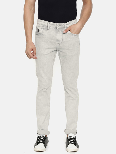 

U.S. Polo Assn. Denim Co. Grey Regallo Skinny Fit Mid-Rise Clean Look Stretchable Jeans