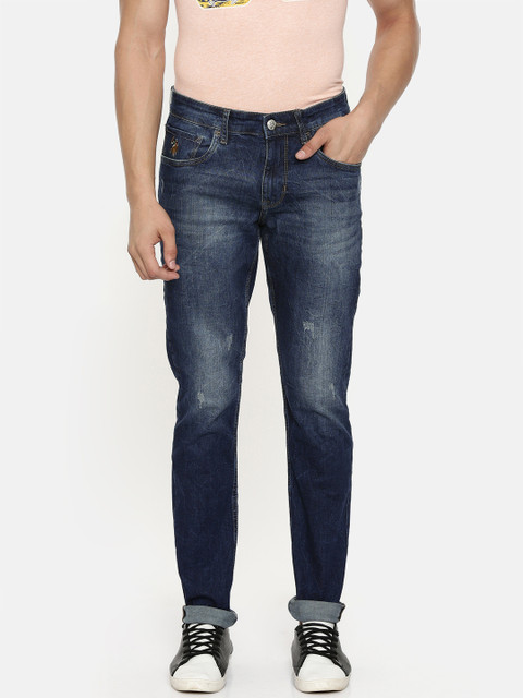 

U.S. Polo Assn. Denim Co. Men Blue Brandon Slim Tapered Fit Low Distress Stretchable Jeans