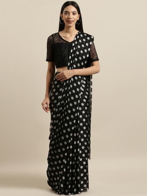 

Tikhi Imli Black Printed Poly Crepe Saree