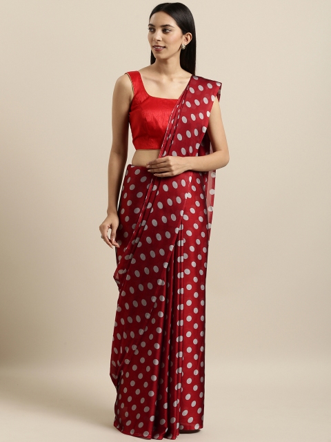 

Tikhi Imli Red & Grey Poly Crepe Printed Saree