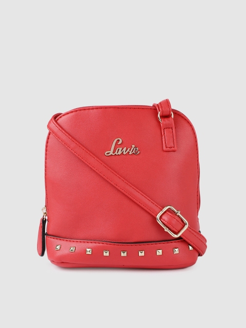 

Lavie Red Solid Embellished Sling Bag