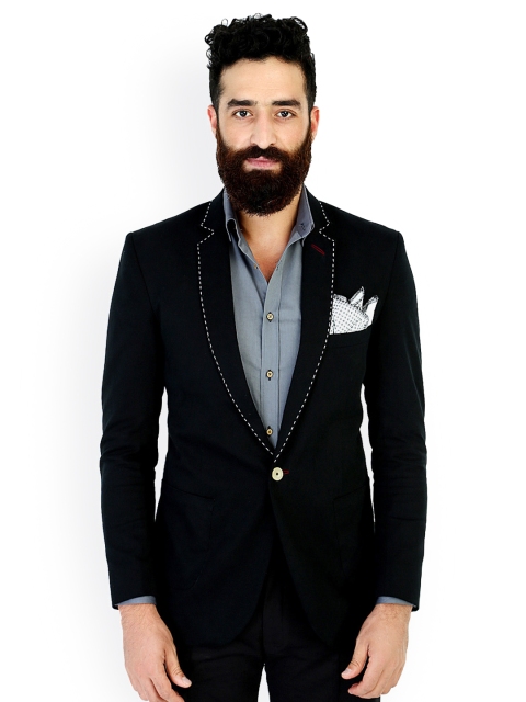 

MR BUTTON Black Slim Fit Casual Blazer