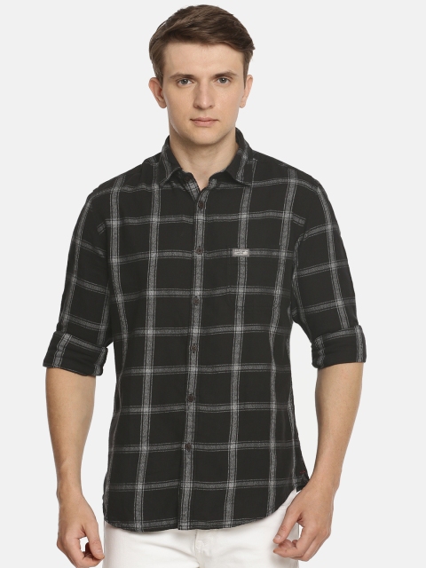 

U.S. Polo Assn. Denim Co. Men Black & White Slim Fit Checked Casual Shirt