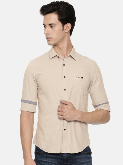 

U.S. Polo Assn. Denim Co. Men Beige Slim Fit Solid Casual Shirt