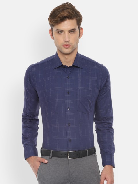 

Van Heusen Men Navy Blue Slim Fit Checked Formal Shirt