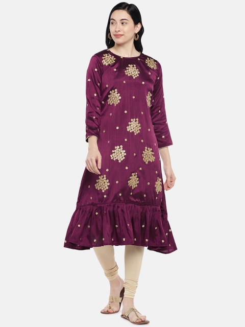 

Tikhi Imli Burgundy Embroidered Tunic