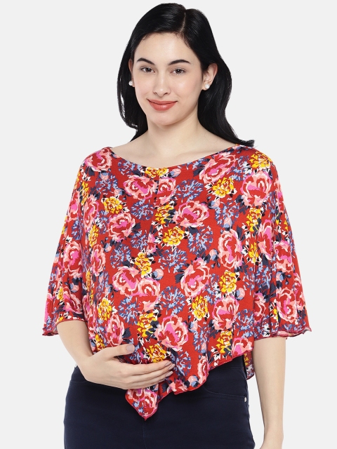 

Blush 9 Maternity Women Red Printed Cape Top