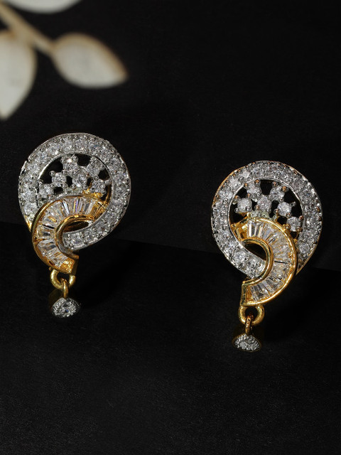 

Rubans Gold-Toned & White Leaf Shaped Drop Earrings