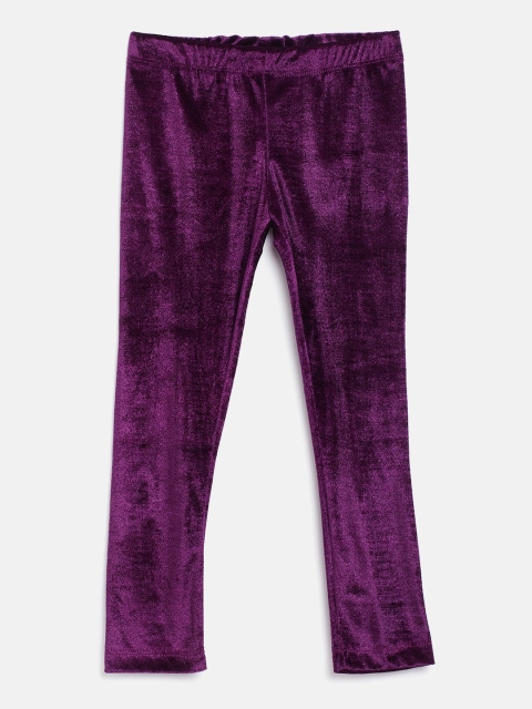 

Nauti Nati Girls Purple Solid Velvet Finish Leggings