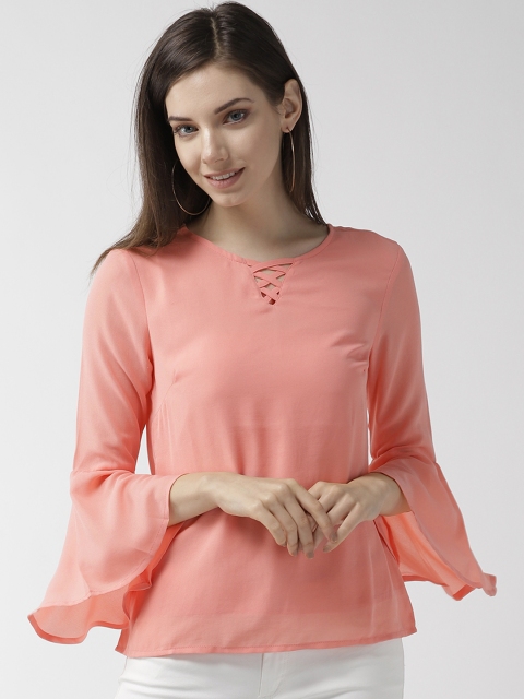 

Rue Collection Women Peach-Coloured Solid Top