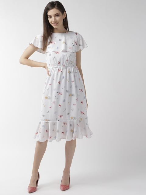 

Rue Collection Women White & Red Quirky Print A-Line Dress