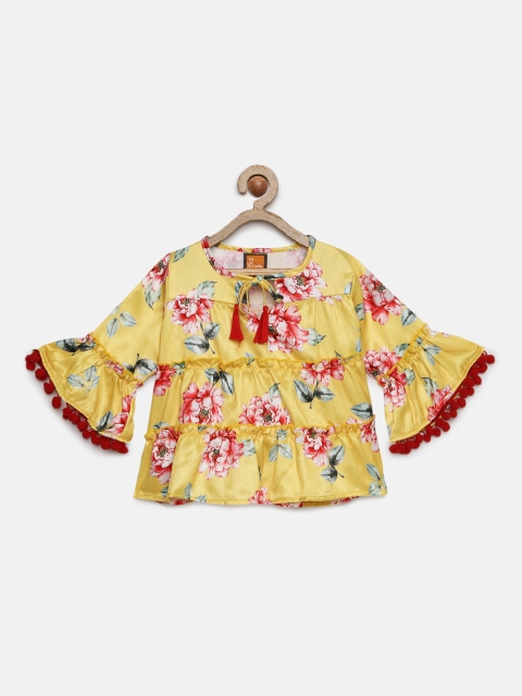 

Little Kangaroos Girls Yellow Printed Top